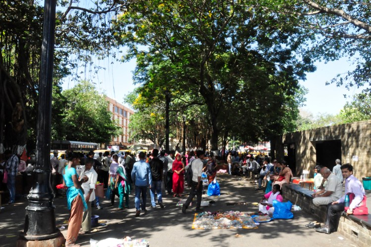 crowds outside of the Gateway of India