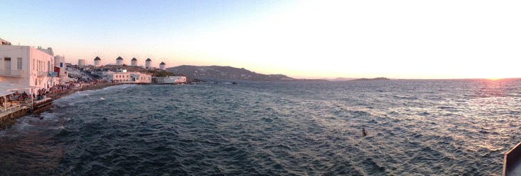 Sunset from Little Venice in Mykonos Town