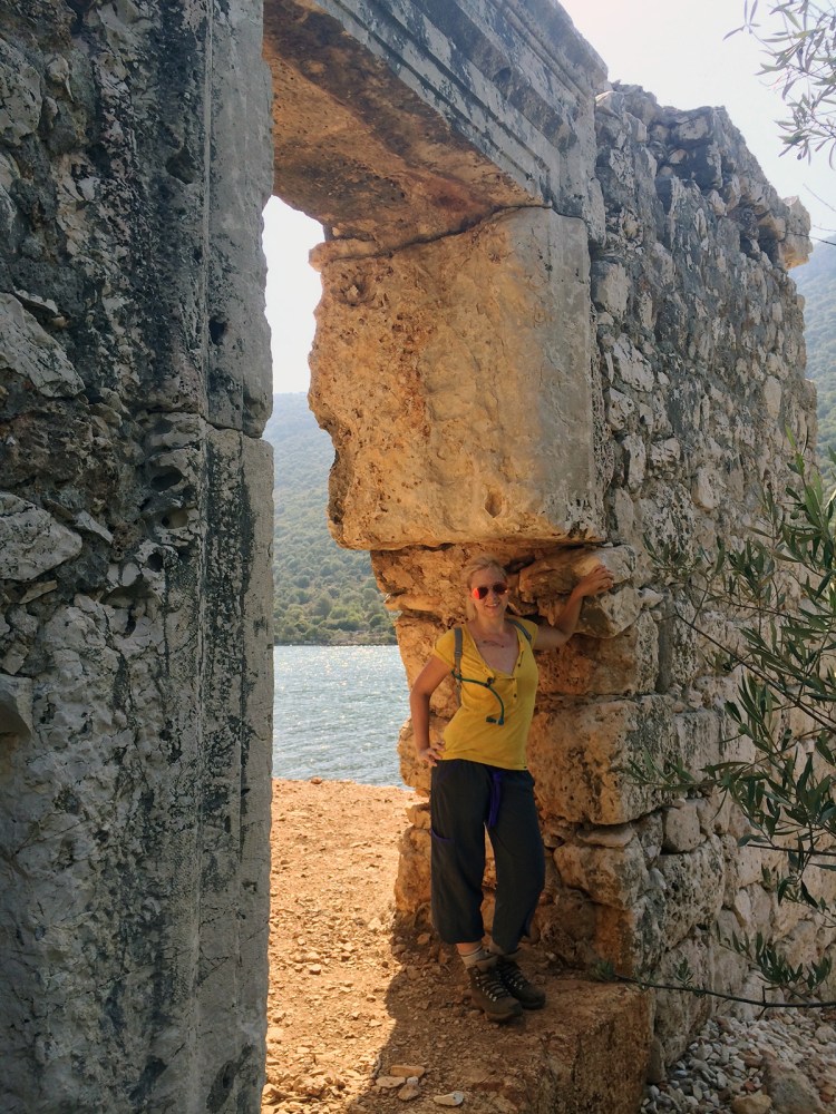 the Lycian Way path goes directly through Aperlae's bathhouse ruins
